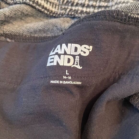 Lands End Pants Womens L Black Houndstooth Cargo Velour Straight Leg Streetwear - Picture 9 of 11